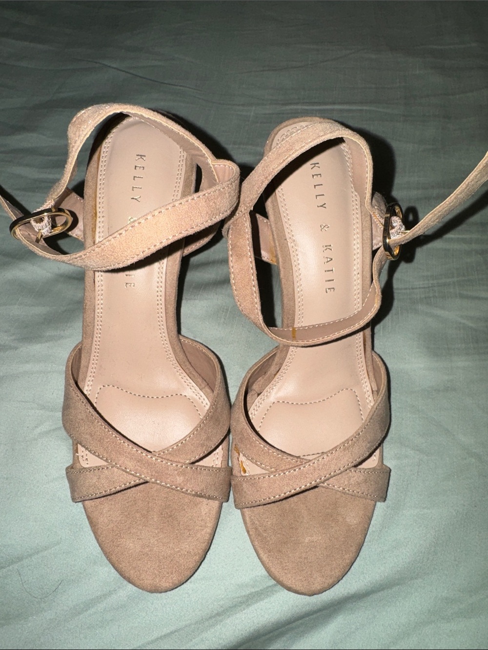 Kelly & Katie tan/nude suede heeled sandals